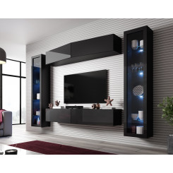 Cama Living room cabinet set VIGO SLANT 8 black / black gloss