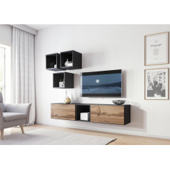 Cama living room furniture set ROCO 8 (2xRO3 + 4xRO6) antracite / wotan oak
