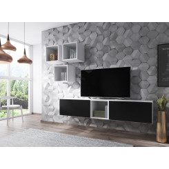 Cama living room furniture set ROCO 8 (2xRO3 + 4xRO6) white / white / black