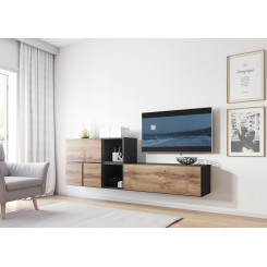 Cama living room furniture set ROCO 9 (RO1+RO3+2xRO6+2xRO5) antracite / wotan oak