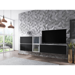 Cama living room furniture set ROCO 9 (RO1+RO3+2xRO6+2xRO5) white / white / black
