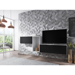 Cama living room furniture set ROCO 11 (RO1+RO3+RO4) white / white / black