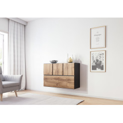 Cama living room furniture set ROCO 13 (RO1 + 3xRO5) antracite / wotan oak
