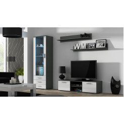 SOHO 7 set (RTV140 cabinet + S1 cabinet + shelves) Grey  /  White glossy