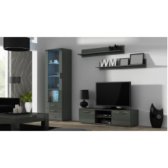SOHO 7 set (RTV140 cabinet + S1 cabinet + shelves) Grey  /  Gloss grey