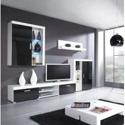 Cama living room storage set SAMBA A white / black gloss