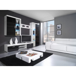 Cama living room storage set SAMBA B white / black gloss