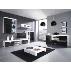 Cama living room storage set SAMBA C white / black gloss