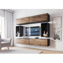 Cama living room furniture set ROCO 1 (4xRO1 + 2xRO4) antracite / wotan oak