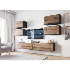 Cama living room furniture set ROCO 2 (2xRO1 + 4xRO3) antracite / wotan oak