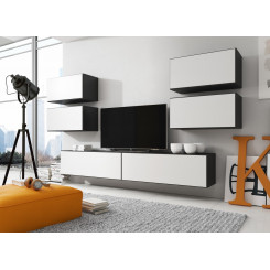 Cama living room furniture set ROCO 2 (2xRO1 + 4xRO3) black / black / white