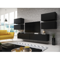 Cama living room furniture set ROCO 2 (2xRO1 + 4xRO3) black / black / black