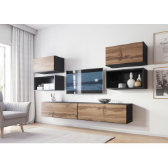 Cama living room furniture set ROCO 3 (2xRO3+2xRO4+2xRO1) antracite / wotan oak