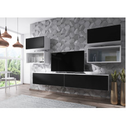 Cama living room furniture set ROCO 3 (2xRO3+2xRO4+2xRO1) white / white / black