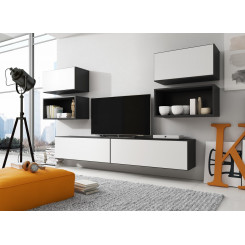 Cama living room furniture set ROCO 3 (2xRO3+2xRO4+2xRO1) black / black / white