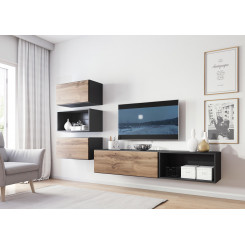 Cama living room furniture set ROCO 4 (RO1+2xRO3+2xRO4) antracite / wotan oak