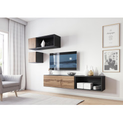 Cama living room furniture set ROCO 5 (RO1+2xRO4+2xRO5) antracite / wotan oak