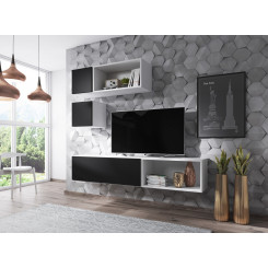 Cama living room furniture set ROCO 5 (RO1+2xRO4+2xRO5) white / white / black