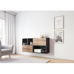 Cama living room furniture set ROCO 15 (RO4+2xRO3+2xRO6) antracite / wotan oak