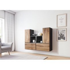 Cama living room furniture set ROCO 18 (4xRO3 + 2xRO6) antracite / wotan oak