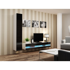 Cama Living room cabinet set VIGO NEW 9 white / black gloss