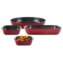 Stoneline Casserole dish set of 4pcs 21789 1+1+3+3.6 L 20x17/35x24/39x24 cm Borosilicate glass Red Dishwasher proof