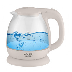 Adler Kettle AD 1283C Electric 900 W 1 L Glass/Stainless steel 360° rotational base Cream