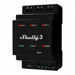 DIN-liistu nutikas lüliti Shelly Pro 3 kuivade kontaktidega, 3 kanalit