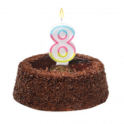 Susy Card cake candle, 9 cm, number 8, colored