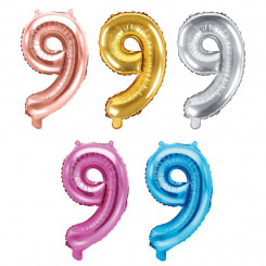 PartyDeco foil balloon, 35 cm, number 9