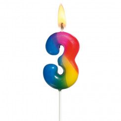 Susy Card cake candle, 5 cm, number 3, colored