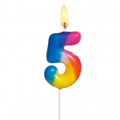 Свеча для торта Susy Card, 5 см, номер 5, цветная