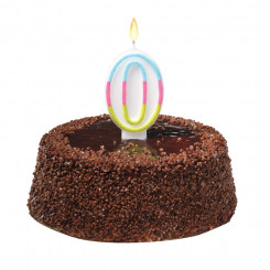 Susy Card cake candle, 9 cm, number 0, colored