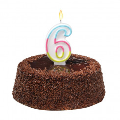 Susy Card cake candle, 9 cm, number 6, colored