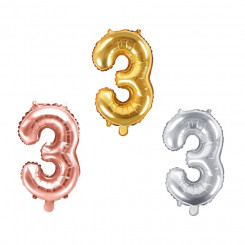 PartyDeco foil balloon, 35 cm, number 3