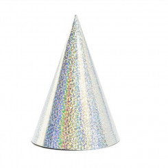 Party hat - silver, holographic, 6 pcs