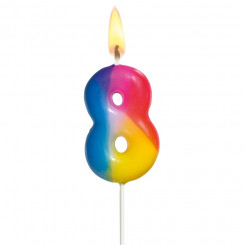 Susy Card cake candle, 5 cm, number 8, colored