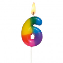 Susy Card cake candle, 5 cm, number 6, colored