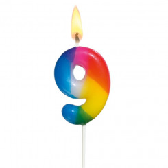 Susy Card cake candle, 5 cm, number 9, colored