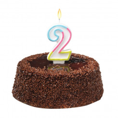 Susy Card cake candle, 9 cm, number 2, colored
