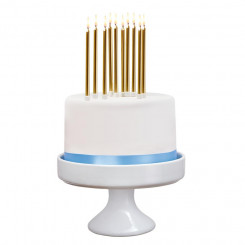 Susy Card cake candle, 10 pcs., with candlestick, gold