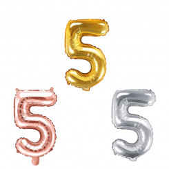PartyDeco foil balloon, 35 cm, number 5