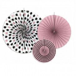 PartyDeco decorative rosette, 3 pcs pink, 40/32/23cm