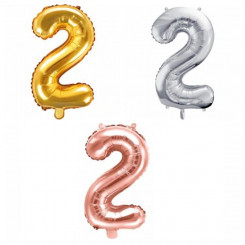 PartyDeco foil balloon, number 2, large, 86 cm