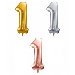PartyDeco foil balloon, number 1, large, 86 cm