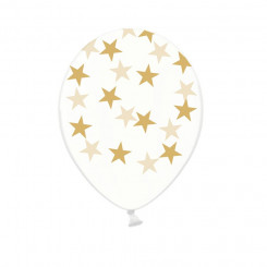 PartyDeco balloon, 6 pcs., 30 cm, transparent, with stars