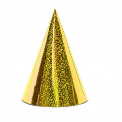 Party hat - golden, holographic, 6 pcs