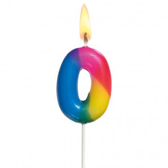 Susy Card cake candle, 5 cm, number 0, colored