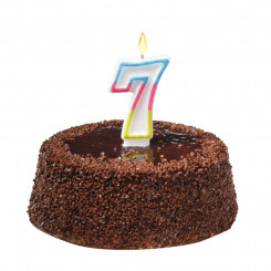 Susy Card cake candle, 9 cm, number 7, colored