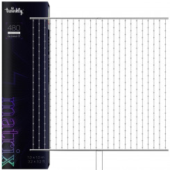 Twinkly Matrix - 480 RGB LED Pearl-shaped lights, clear wire, 3.3x3.3ft F-plug type